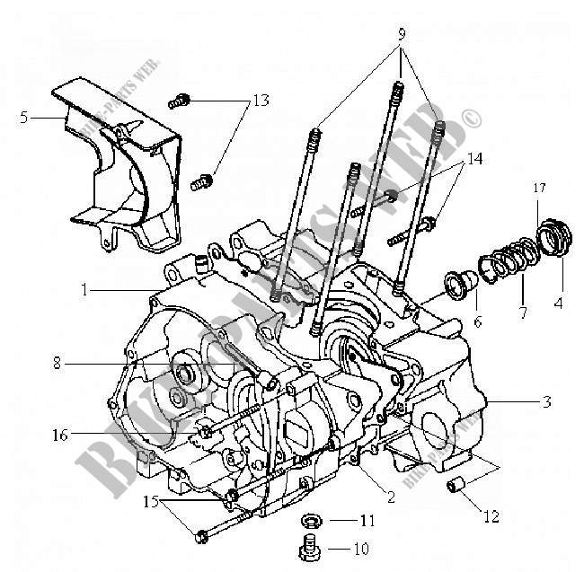 MOTORBEHUIZINGEN voor SYM HUSKY 125 (N125A-6) (K3-K4) 2004