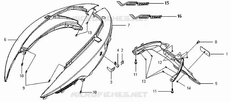 ZIJDEKSEL SYM scooter 125 2007 VS 125 (HA12A6-4)  VS 125 (HA12A6-4)