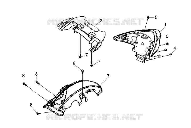 ACHTERLICHT - BINNENSTE SPATBORD ACHTER SYM scooter 125 2009 VS 125S (HV12WD-6)  VS 125S (HV12WD-6)