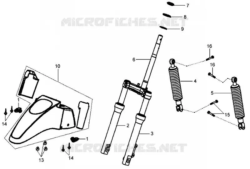 FORK SYM scooter 200 2008 HD 200 (LH18W-6)  HD 200 (LH18W-6)